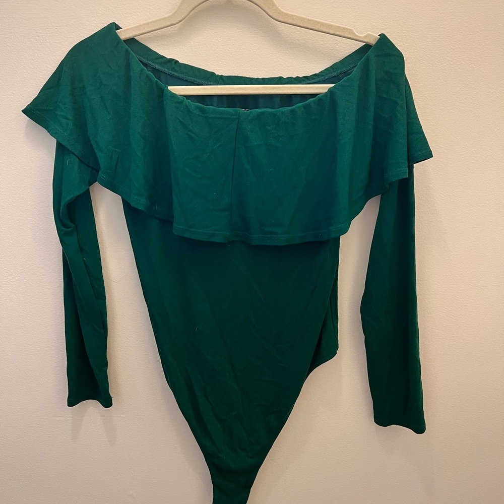 Bardot green off the shoulder bodysuit